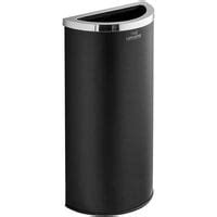 8 Gallon Black Powder Coated Metal Half Round Decorative Waste Receptacle