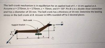 Answered: - The bell-crank mechanism is in equilibrium for an applied ...