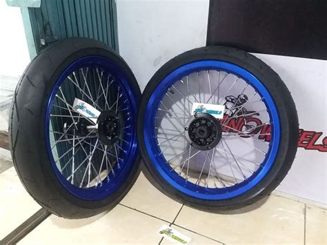 Paket Wheelset Velg Roda Supermoto Semi Cacing Klx Dtracker 150 Ban