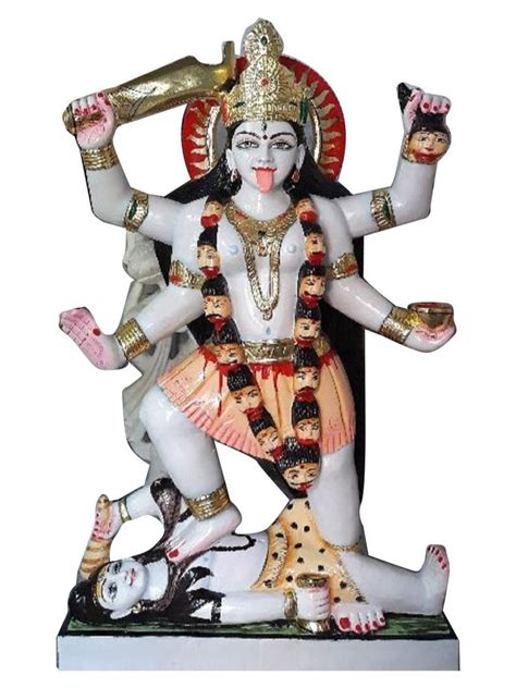 White (Base) Painted Marble Kali Mata Statue, For Temple, Size: 3x1.5ft ...