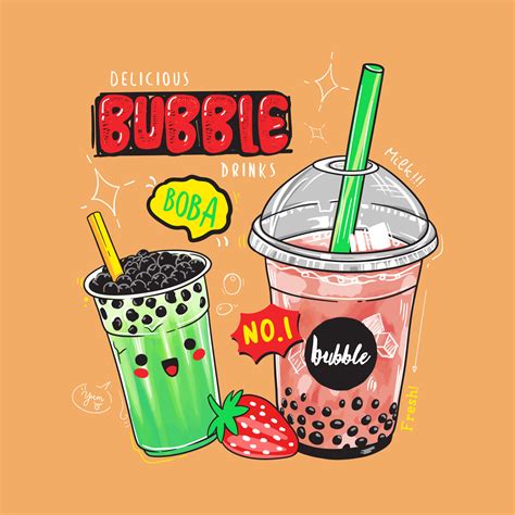 Bubble Tea Banner Poster Bubble Tea With Fruits And Berries Milkshake Smoothie In Plastic Cups