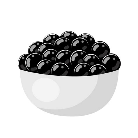 vector ilustración negro tapioca perlas en un bol para burbuja Leche