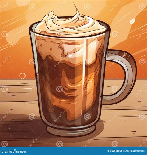 An Illustration Of A Coffee Cup With Whipped Cream Stock Illustration