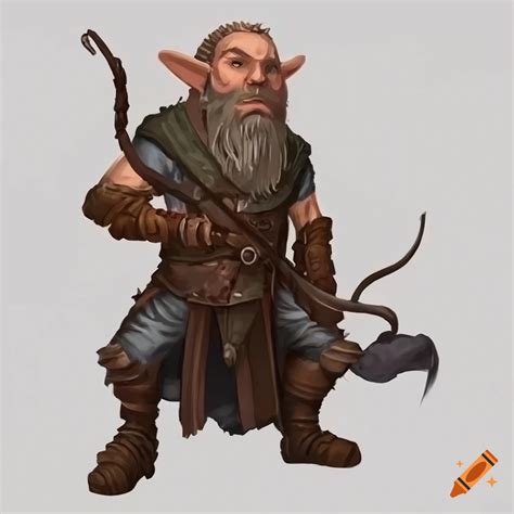 Gnome Ranger Dnd Character With Brown Greying Beard On Craiyon