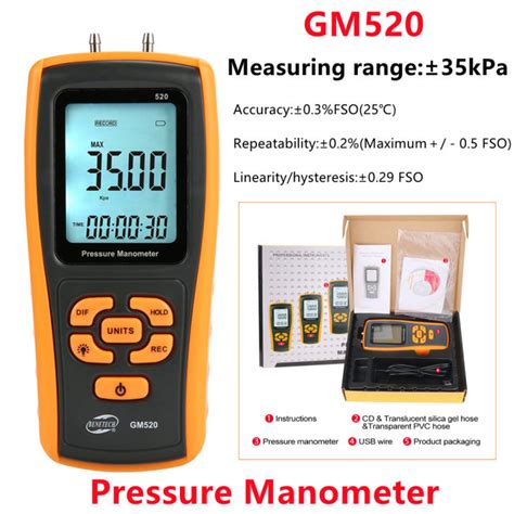 RUZIZAO GM520 Digital Genggam Manometer Meteran Tekanan 150kPa Penguji