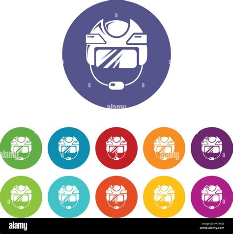 Hockey Helmet Icons Set Vector Color Stock Vector Image Art Alamy