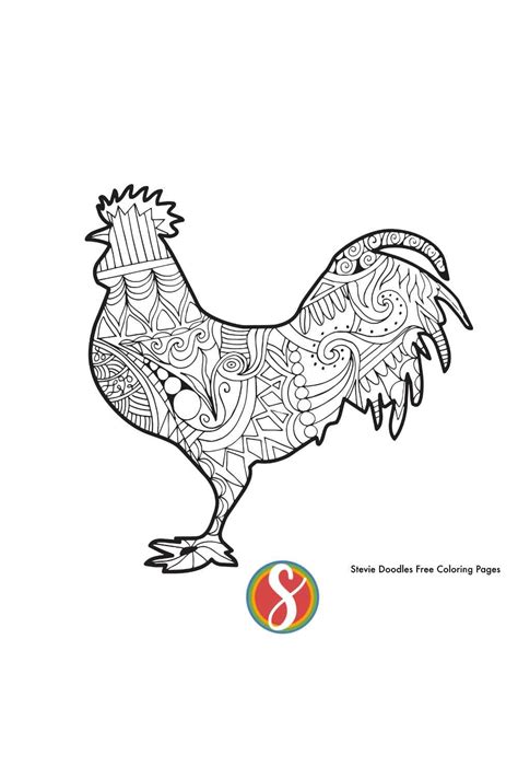 Free Rooster Coloring Page — Stevie Doodles