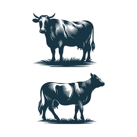 Cow silhouette Clip art isolated illustration on a white background ...