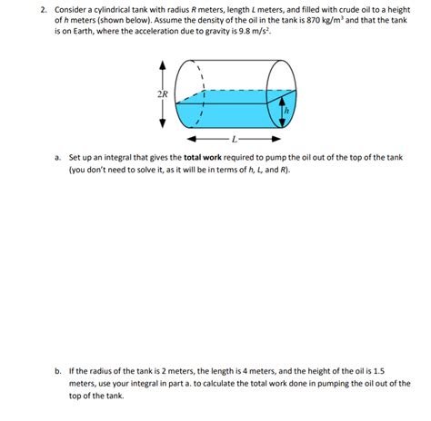 Solved Consider A Cylindrical Tank With Radius R Meters Chegg