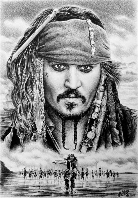 Captain Jack Sparrow 2 Drawing by Andrew Read