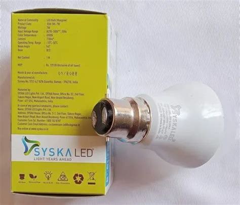 Polycarbonate Syska W Led Bulb Cool Daylight Model Name Number Ssk