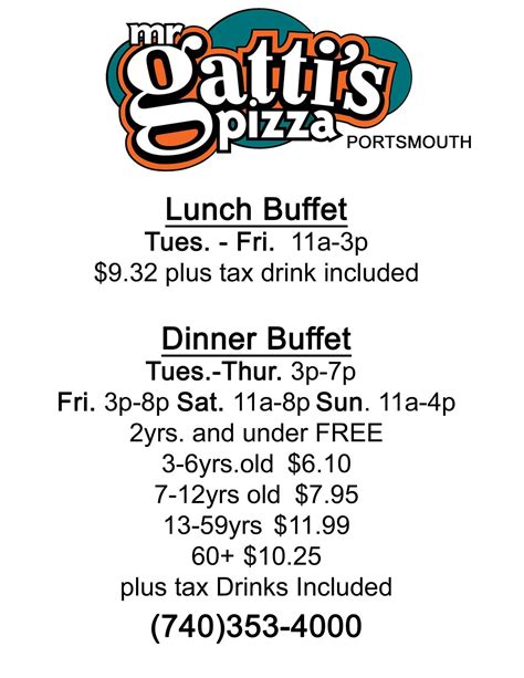 Menu at Mr Gatti's Pizza pizzeria, Portsmouth