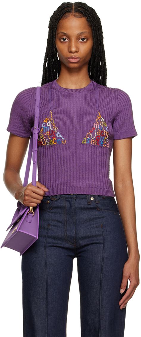 Purple Le Raphia La Maille Bikini T Shirt By JACQUEMUS On Sale