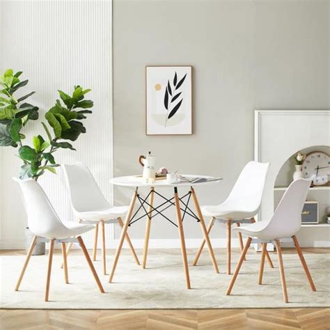 H J Wedoo Lot De Chaises De Salle Manger Scandinaves Blanc