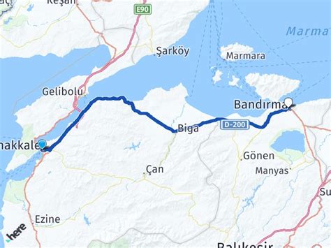 Çanakkale Bandırma Tren Garı Arası Kaç Km Yol Tarifi