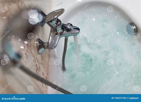 Foamy Hot Bath In A Modern Bathroom Stock Photo Image Of Leisure Bathtub 154221196