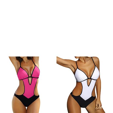 Wijhcboe 2 Pack Women Asymmetrical Bikini Solid Beading Bandage Padded Bikini Tops Push Up