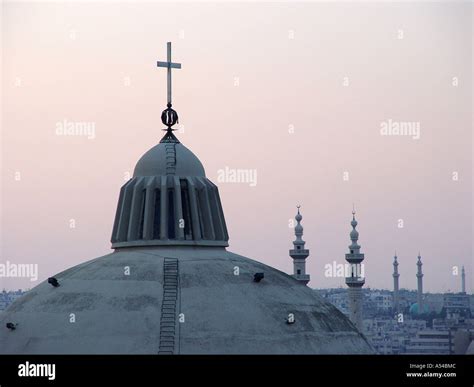 Church and mosque in aleppo Stock Photo - Alamy