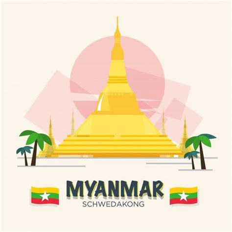 Premium Vector Schwedakong Landmark Of Myanmar Asean Set Myanmar Creative Logo Design Art