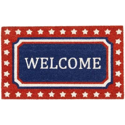 Northlight Blue And Red Coir Welcome Americana Outdoor Doormat 18 X