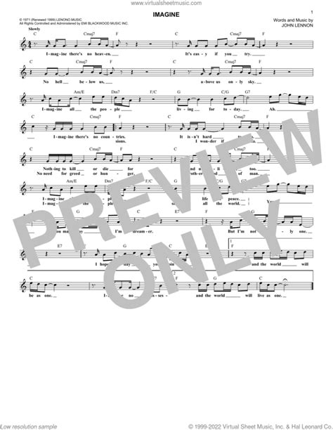 John Lennon Imagine Sheet Music Fake Book PDF Interactive