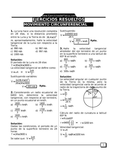 Movimiento Circular Uniforme Y Mcuv Ejercicios Resueltos Ejercicios