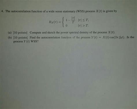 Solved The Autocorrelation Function Of A Wide Sense Chegg