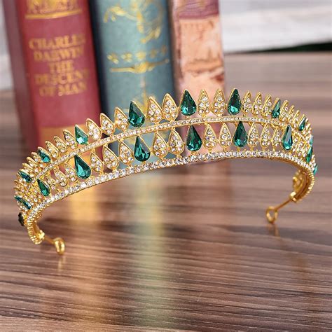 Diademe Diad Mes Et Couronnes De Mari E En Cristal Vert Strass