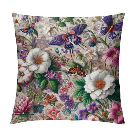 Gosmith Flower Pillow Covers Spring Summer Purple White Pink Daisy