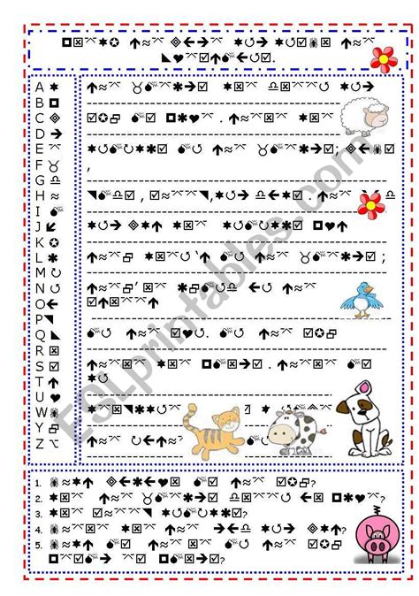 Break The Code Read The Passage And Answer The Questions Esl