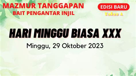 [edisi Baru] Minggu 29 Oktober 2023 Hari Minggu Biasa Xxx Tiga