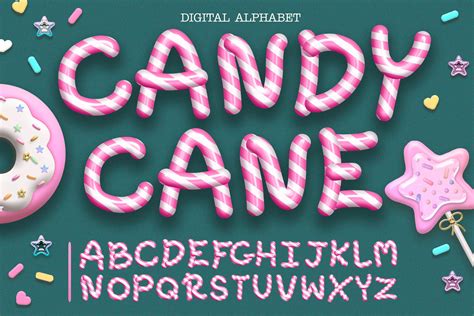 Candy Cane Letters Clipart Pink Alphabet Sweet Numbers Png - Etsy