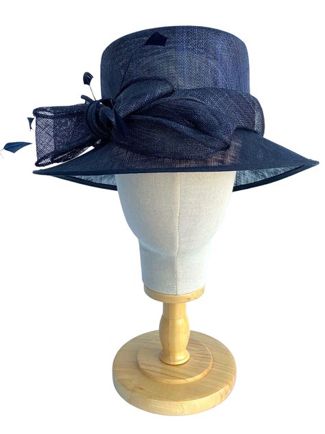 Navy Blue Wedding Hat With Elegant Bow