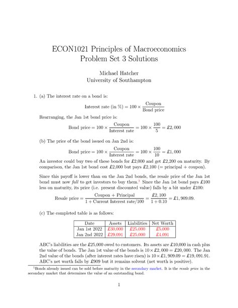 Econ Problem Set Solutions Econ Principles Of