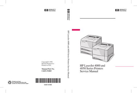 Hp Laserjet 4000 Series 4050 Users Manual Service