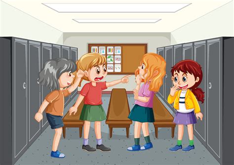 School bullying with student cartoon characters 13763632 Vector Art at ...