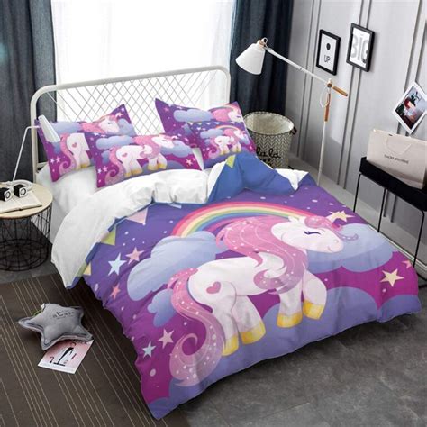 Ensemble De Lit Motif Licorne Disponible Double Queen Et King