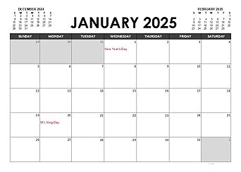 Monthly Calendar 2025 Excel Template Mateo Jackson