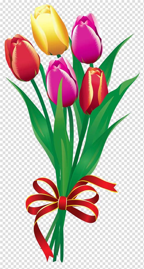 Pink Yellow And Red Tulip Flower Bouquet Illustration Flower Bouquet