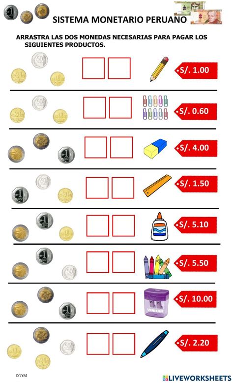 The Worksheet For Counting Money In Spanish Is Shown With Coins And Pencils