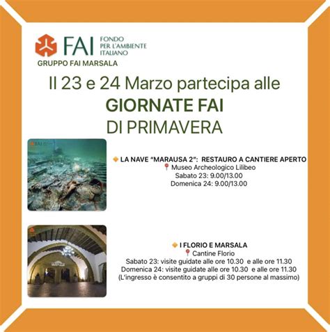 Giornate FAI Di Primavera A Marsala Iniziative Sabato 23 E Domenica 24