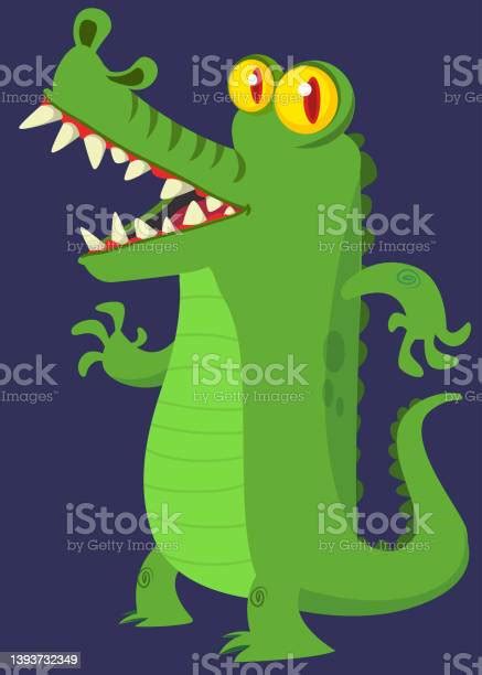 Cartoon Crocodile Character Vector Illustration Isolated On White向量圖形及更