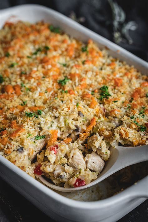 Healthy Chicken And Brown Rice Casserole With Vegetables