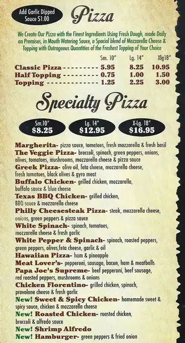 Papa Joe's Pizza Menu, Menu for Papa Joe's Pizza, Stenton, Philadelphia ...