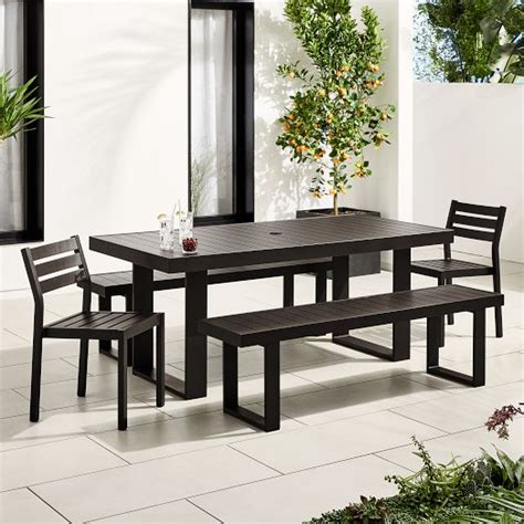 Portside Aluminum Outdoor Dining Table Benches Dining Chairs