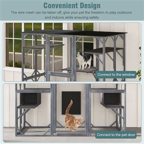 71 Tall Wood Catio Outdoor Cat Enclosure Large Walk In Cat House Sale