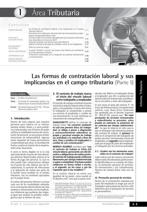 Pdf Las Formas De Contrataci N Laboral Y Sus Implicancias En