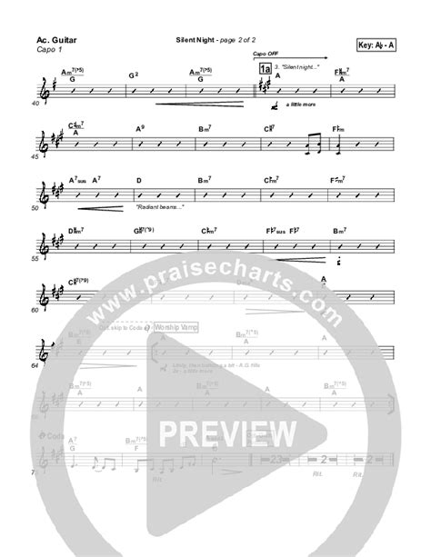 Silent Night Acoustic Guitar Sheet Music Pdf Praisecharts Band Arr