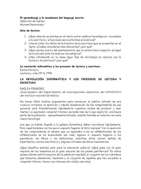 El Aprendizaje Y La Enseanza Del Lenguaje Escrito 1 Pdf