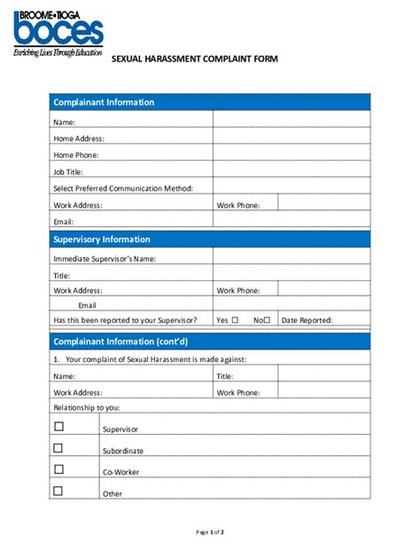 Fillable Online Sexual Harassment Complaint Form Complainant Information Fax Email Print Pdffiller